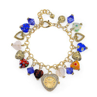 Strada Multi Color Glass and Blue Color Resin Japanese Movement Bracelet Watch in Rosetone