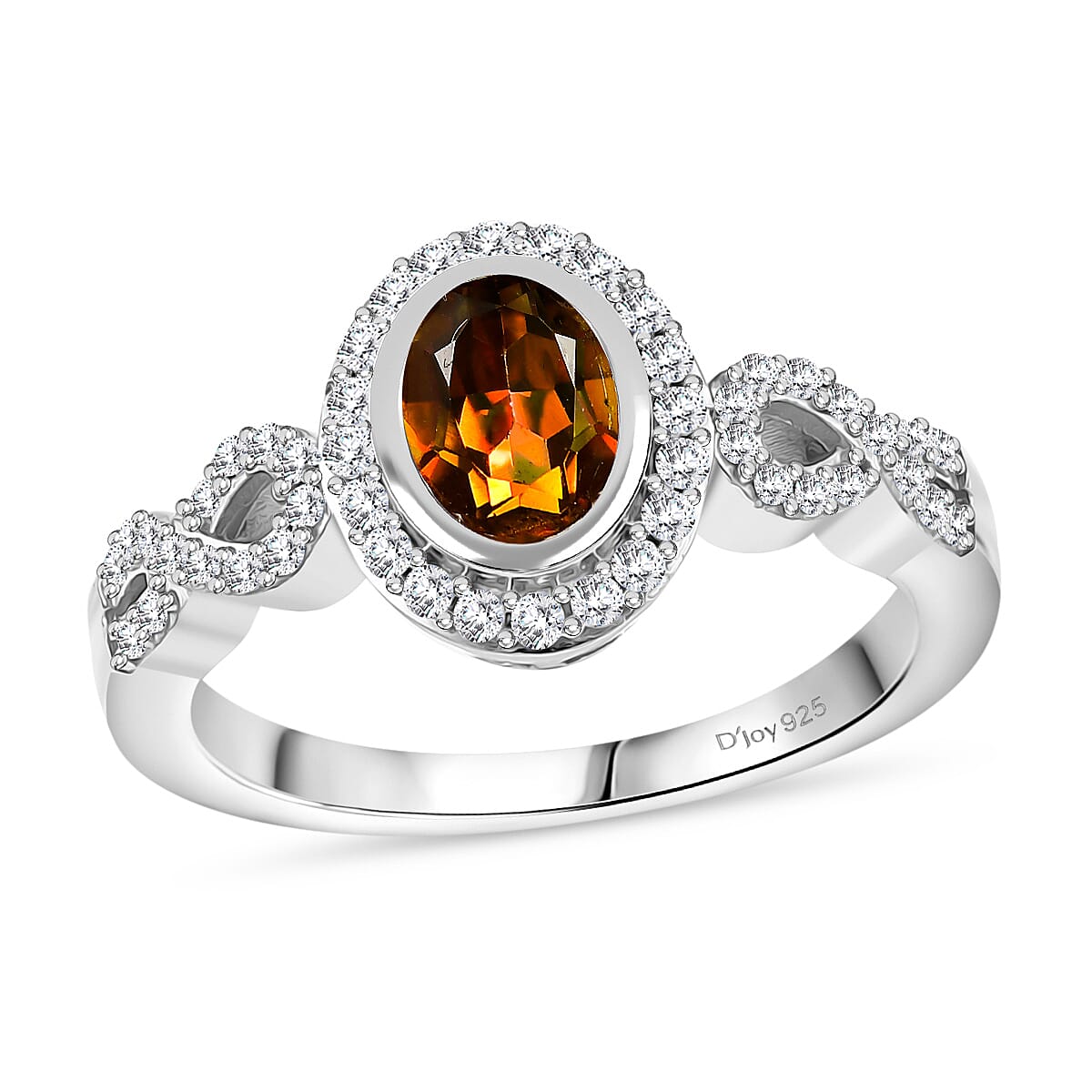Stellar Mystic Topaz ,  White Zircon  Main Stone With Side Stone Ring in Rhodium Overlay Sterling Silver 1.42 ctw