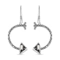 D'Joy Artisan Crafted White Buffalo 3.20 ctw Crescent Moon and Arrow Earrings in Sterling Silver - Sticky add to cart bar
