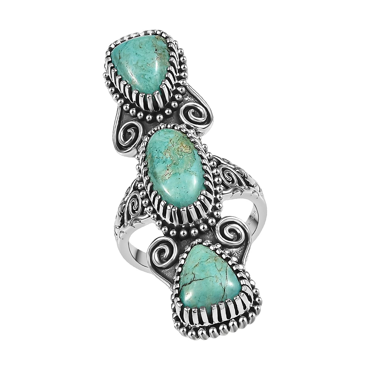 Artisan Crafted Premium Royston Turquoise Ring in Sterling Silver (Size 10.0) 8.35 ctw