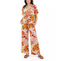 Fever Orange Floral Wide Leg Pant with Drawstring - S (Ships in 4-7 Days) - Sticky add to cart bar