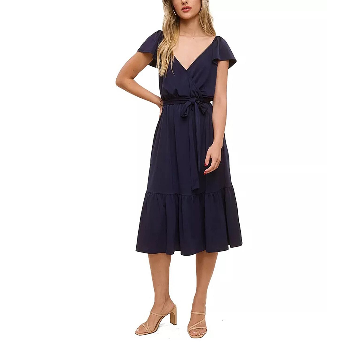 John Paul Richard Black Matte Jersey Dress with Waist Tie - S (Ships in 4-7 Days)