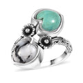 Artisan Crafted Premium Royston Turquoise, White Buffalo Fancy Ring in Sterling Silver (Size 10.0) 5.00 ctw - Sticky add to cart bar