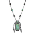 D'Joy Artisan Crafted Royston Turquoise and White Buffalo 13.15 ctw Feather Necklace in Sterling Silver 18 Inches - Sticky add to cart bar
