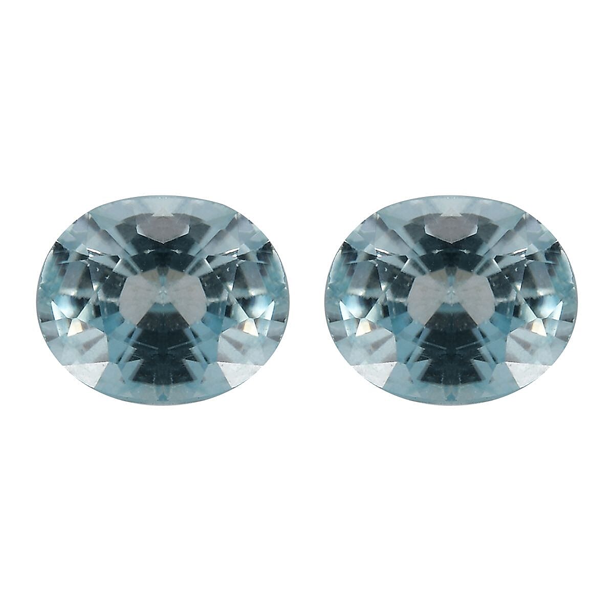 Blue Zircon Set of 2 (Ovl 5x4 mm) 0.90 ctw