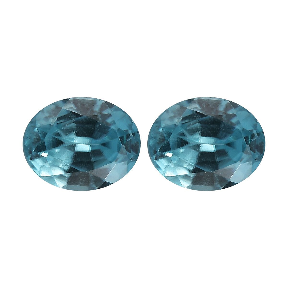 Premium Blue Zircon Set of 2 (Ovl 5x4 mm) 1.08 ctw
