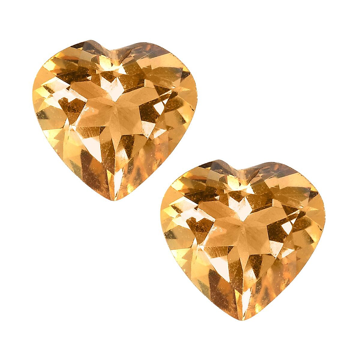 Premium Brazilian Citrine Set of 2 (Hrt 8 mm) 2.57 ctw