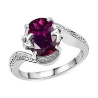 Crimson Mystic Topaz 4.20 ctw Celestial Allure Ring in Rhodium Over Sterling Silver