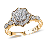 GP Royal Art Deco Collection Luxuriant Lab Grown Diamond G, SI 0.50 ctw Ring in 18K Vermeil Yellow Gold Over Sterling Silver (Size 6.0)