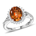 Twilight Mystic Topaz ,  White Zircon  Main Stone With Side Stone Ring in Rhodium Overlay Sterling Silver 3.17 ctw - Sticky add to cart bar