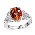 Ecstasy Mystic Topaz ,  White Zircon  Main Stone With Side Stone Ring in Rhodium Overlay Sterling Silver 3.23 ctw - Sticky add to cart bar