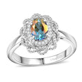 Mercury Mystic Topaz, White Zircon Ring in Rhodium Over Sterling Silver (Size 11.0) 1.00 ctw - Sticky add to cart bar