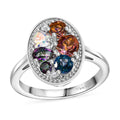 Mercury Mystic Topaz , Multi gemstones Cluster Ring in Rhodium Overlay Sterling Silver 2.18 ctw - Sticky add to cart bar