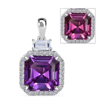 Luxuriant 10K White Gold AAA Lab Grown Purple Sapphire and E-F VS Lab Grown Diamond 6.98 ctw Pendant Necklace (18 Inches)