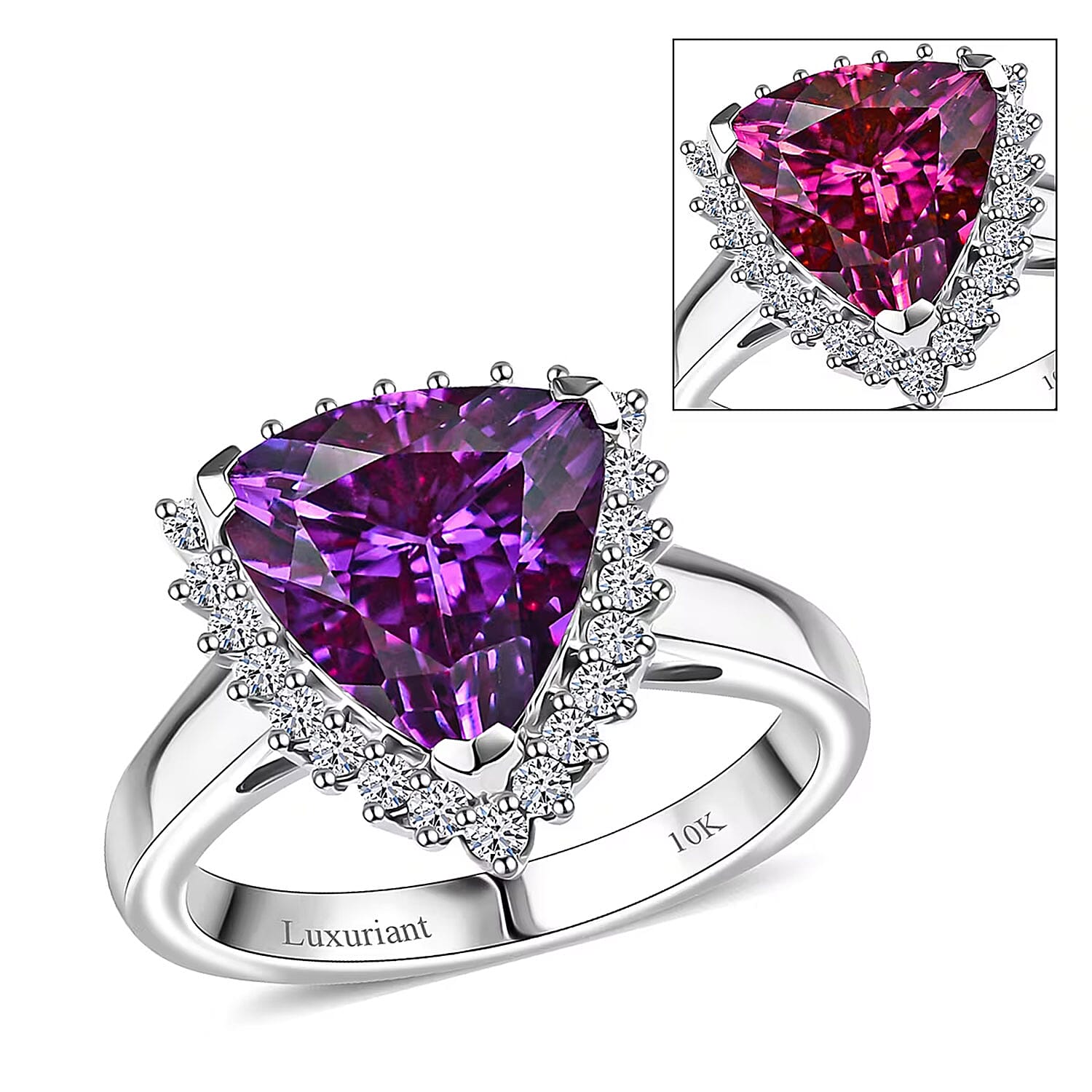 Certified & Appraised Luxuriant AAA Lab Grown Purple Sapphire and E-F VS Lab Grown Diamond 5.17 ctw Ring in 10K White Gold