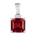 Certified & Appraised Luxuriant AAA Asscher Cut Lab Grown Padparadscha Sapphire and E-F VS Lab Grown Diamond 3.52 ctw Pendant Necklace (18 Inches) in 10K White Gold - Sticky add to cart bar