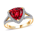 Certified & Appraised Luxuriant AAA Lab Grown Padparadscha Sapphire and E-F VS Lab Grown Diamond 5.28 ctw Ring in 10K Yellow Gold - Sticky add to cart bar