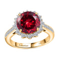 Certified & Appraised Luxuriant AAA Lab Grown Padparadscha Sapphire and E-F VS Lab Grown Diamond 5.50 ctw Ring in 10K Yellow Gold - Sticky add to cart bar
