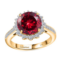 Certified & Appraised Luxuriant AAA Lab Grown Padparadscha Sapphire and E-F VS Lab Grown Diamond 5.50 ctw Ring in 10K Yellow Gold