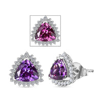 Certified & Appraised Luxuriant 10K White Gold AAA Lab Grown Purple Sapphire and E-F VS Lab Grown Diamond 3.51 ctw Earrings