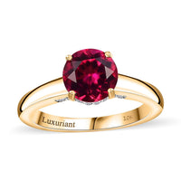 Certified & Appraised 10K Yellow Gold AAA Luxuriant Bixbite (LG) and Lab Grown Diamond (E-F, VS) (0.25 cts) Ring (Size 10.0) (Del. in 10-12 Days) 2.10 ctw