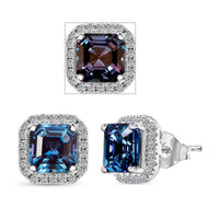 Certified & Appraised Luxuriant AAA Lab Grown Alexandrite and E-F VS Lab Grown Diamond 4.28 ctw Earrings in 10K White Gold