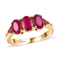 Luxoro 10K Yellow Gold AAA Royal Ruby, Padparadscha Sapphire and White Diamond (I2) Art Deco Halo Ring (Size 10.0) 2.90 ctw - Sticky add to cart bar