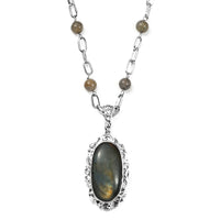 Karis Malagasy Labradorite Pendant com Necklace (18 Inches) in Platinum Bond 35.00 ctw