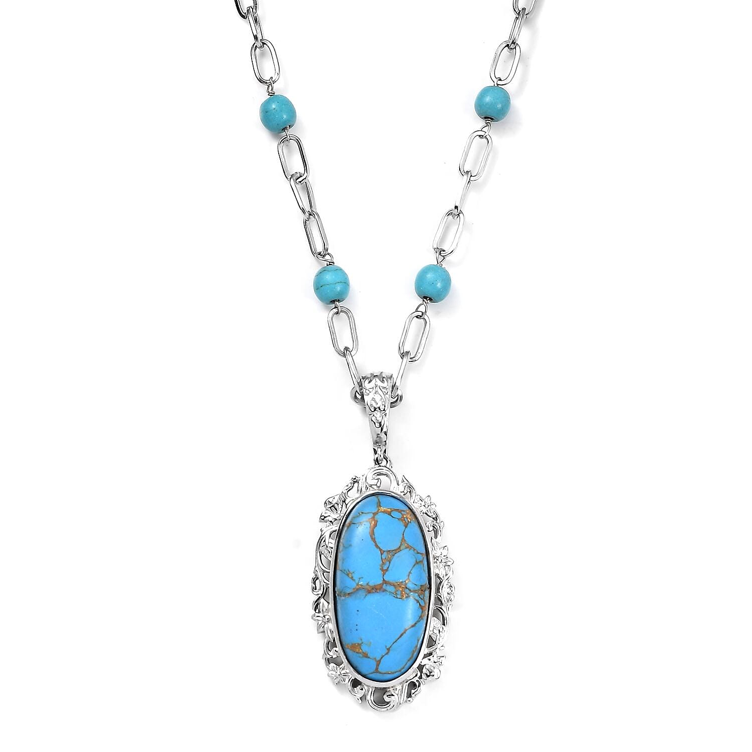 Karis Malagasy Labradorite Pendant com Necklace (18 Inches) in Platinum Bond 35.00 ctw