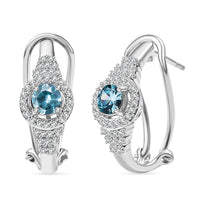 D'Joy Cambodian Blue Zircon and Multi Gemstone 1.65 ctw Latch Back Earrings in Rhodium Over Sterling Silver