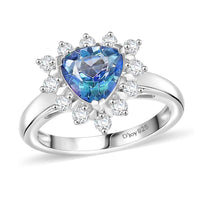 Neptune Garden Mystic Topaz and White Zircon 2.80 ctw Starburst Ring in Rhodium Over Sterling Silver (Size 10.0)