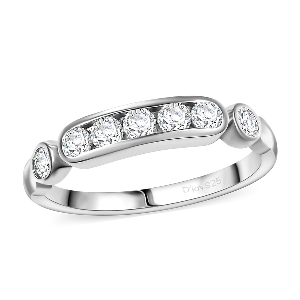 Moissanite Ring in Rhodium Over Sterling Silver (Size 10.0) 0.55 ctw