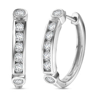 D'Joy Moissanite 0.85 ctw Hoop Earrings in Rhodium Over Sterling Silver