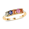 Multi Sapphire and Diamond 1.30 ctw Ring in 18K Vermeil Yellow Gold Over Sterling Silver (Size 10.0) - Sticky add to cart bar
