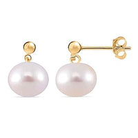 White Freshwater Pearl Earrings in 14K YG Over Sterling Silver 8.20 ctw