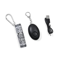 Set of 2 Solid Oval and Tribal Pattern Lipstick Shape Personal Safety Siren Alarm Key Chain