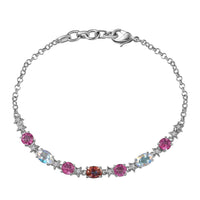 Karis Multi Mystic Topaz and White Topaz 5.50 ctw Celestial Bracelet in Platinum Bond (7.25 In)