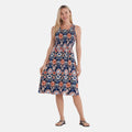 Gemstone Print Double Knit Brushed Sleeveless with Waist Tie Dressed - One Side - Sticky add to cart bar