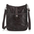 Black Patch Work Sheep Leather Crossbody Bag (8"x10"x4") with Adjustable Shoulder Strap - Sticky add to cart bar