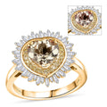 Luxoro 10K Yellow Gold AAA Turkizite, Natural Yellow and White Diamond (I2) Radiant Heart Ring (Size 10.0) 2.50 ctw - Sticky add to cart bar