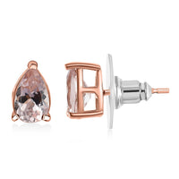 D'Joy Premium Pink Morganite 1.80 ctw Solitaire Stud Earrings in 18K Vermeil Rose Gold Sterling Silver