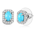 D'Joy Premium Sleeping Beauty Turquoise and White Zircon 1.35 ctw Stud Earrings in Rhodium Over Sterling Silver - Sticky add to cart bar