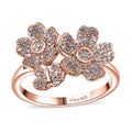 Natural Pink Diamond I3 0.33 ctw Flowers and Butterfly Ring in 18K Vermeil Rose Gold Over Sterling Silver (Size 10.0) - Sticky add to cart bar