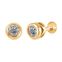 Moissanite 0.50 ctw Stud Earrings in Yellow Gold Over Sterling Silver