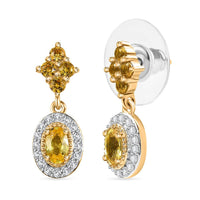 D'Joy Premium Madagascar Yellow Sapphire and White Zircon 1.75 ctw Dangle Earrings in 18K Vermeil YG Over Sterling Silver
