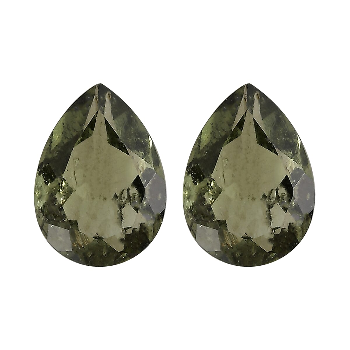 Bohemian Moldavite Set of 2 (Pear 7x5 mm) 0.95 ctw Loose Gemstone