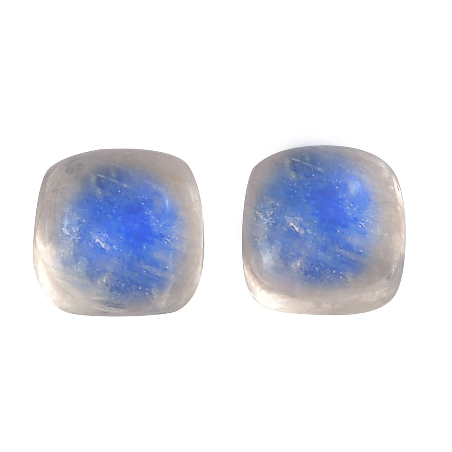 Rainbow Moonstone Set of 2 (Cush 5x5 mm) 1.44 ctw Loose Gemstone