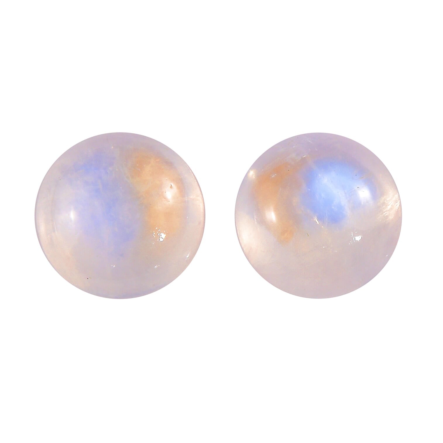 AA Rainbow Moonstone Set of 2 (Rnd 6 mm) 1.70 ctw Loose Gemstone