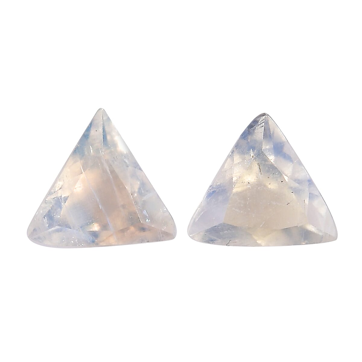 AA Rainbow Moonstone Set of 2 (Triangle 5 mm) 0.62 ctw Loose Gemstone