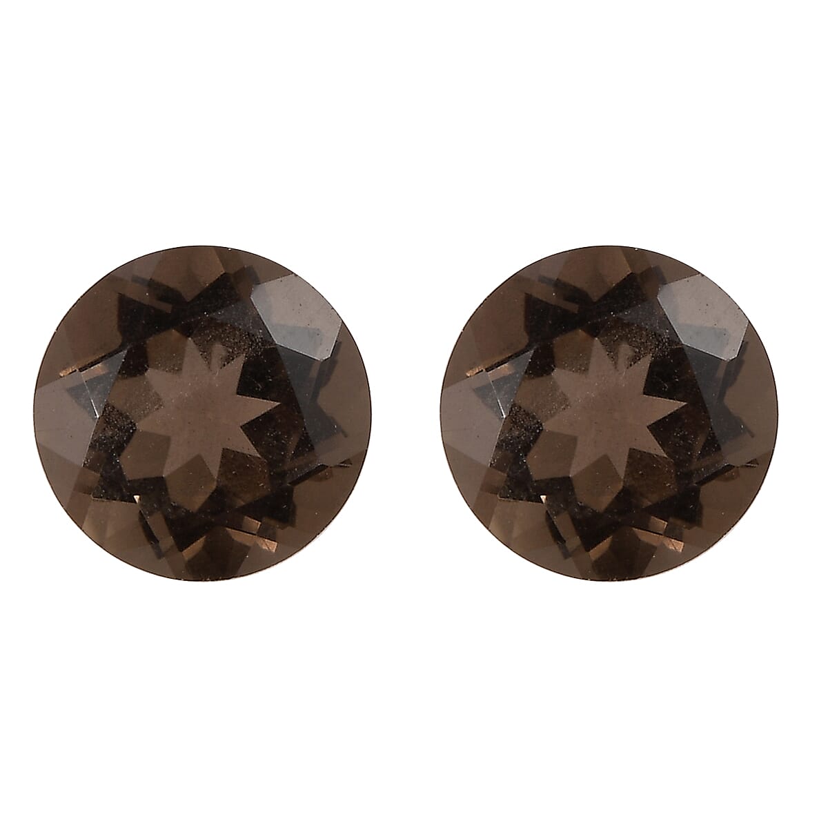 Brazilian Smoky Quartz Set of 2 (Rnd 6 mm) 1.44 ctw Loose Gemstone